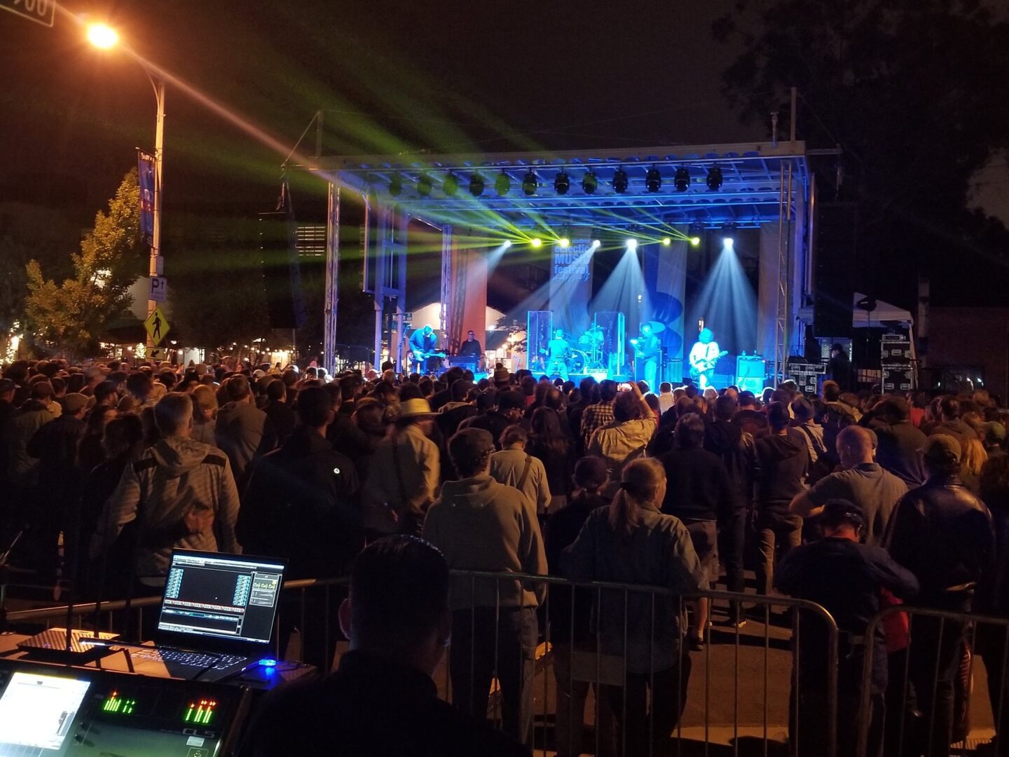 people enjoying at a concert at night
